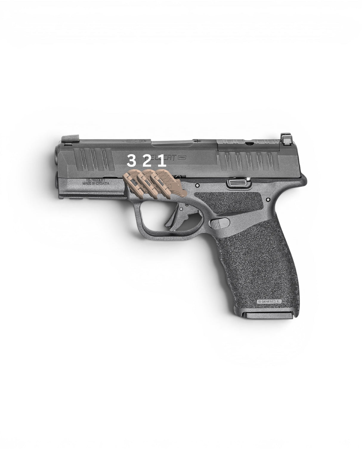 Klappbare Daumenauflage von BlackSteel USA - die Grip Control foldable Thumb Rest passend für die Springfield Hellcat
