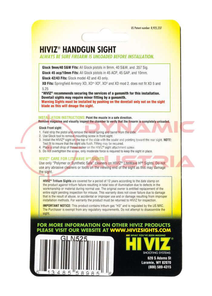 Tritium Visierung Glock von Hiviz mit Leuchtstäben