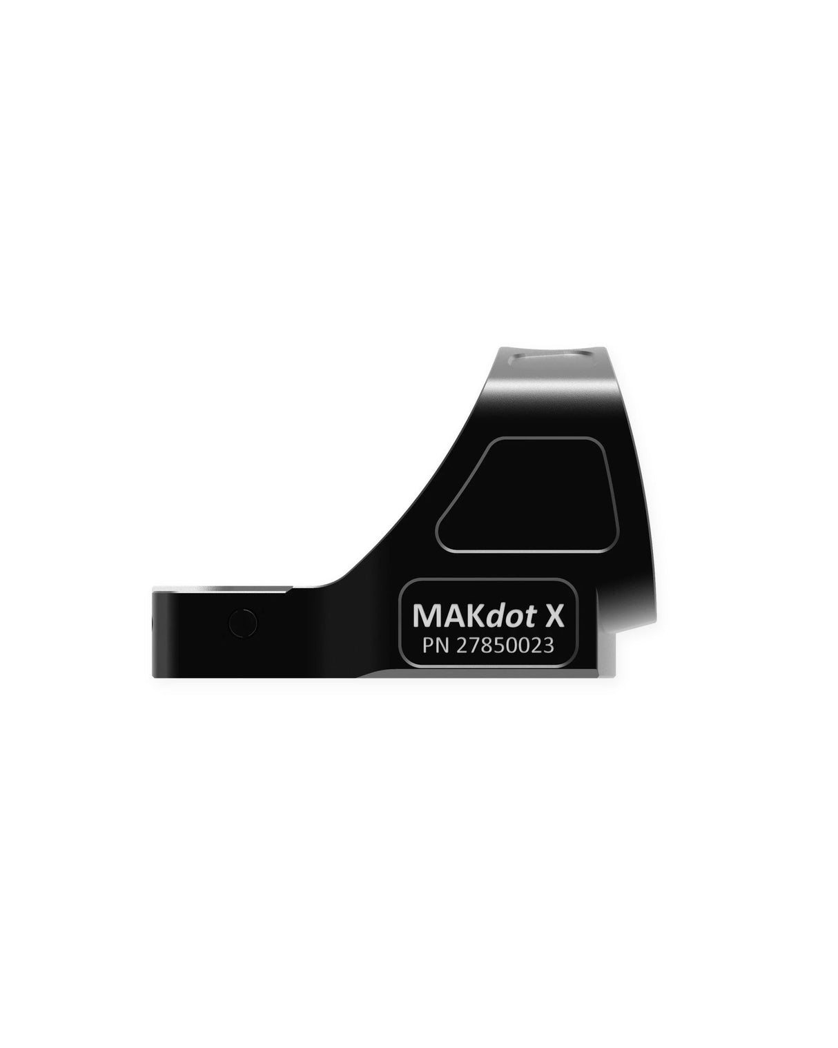 MAKdot X Red Dot Visier Rotpunktvisier – Seitenansicht mit sichtbarer Modellbezeichnung und kompaktem Aluminium-Gehäuse