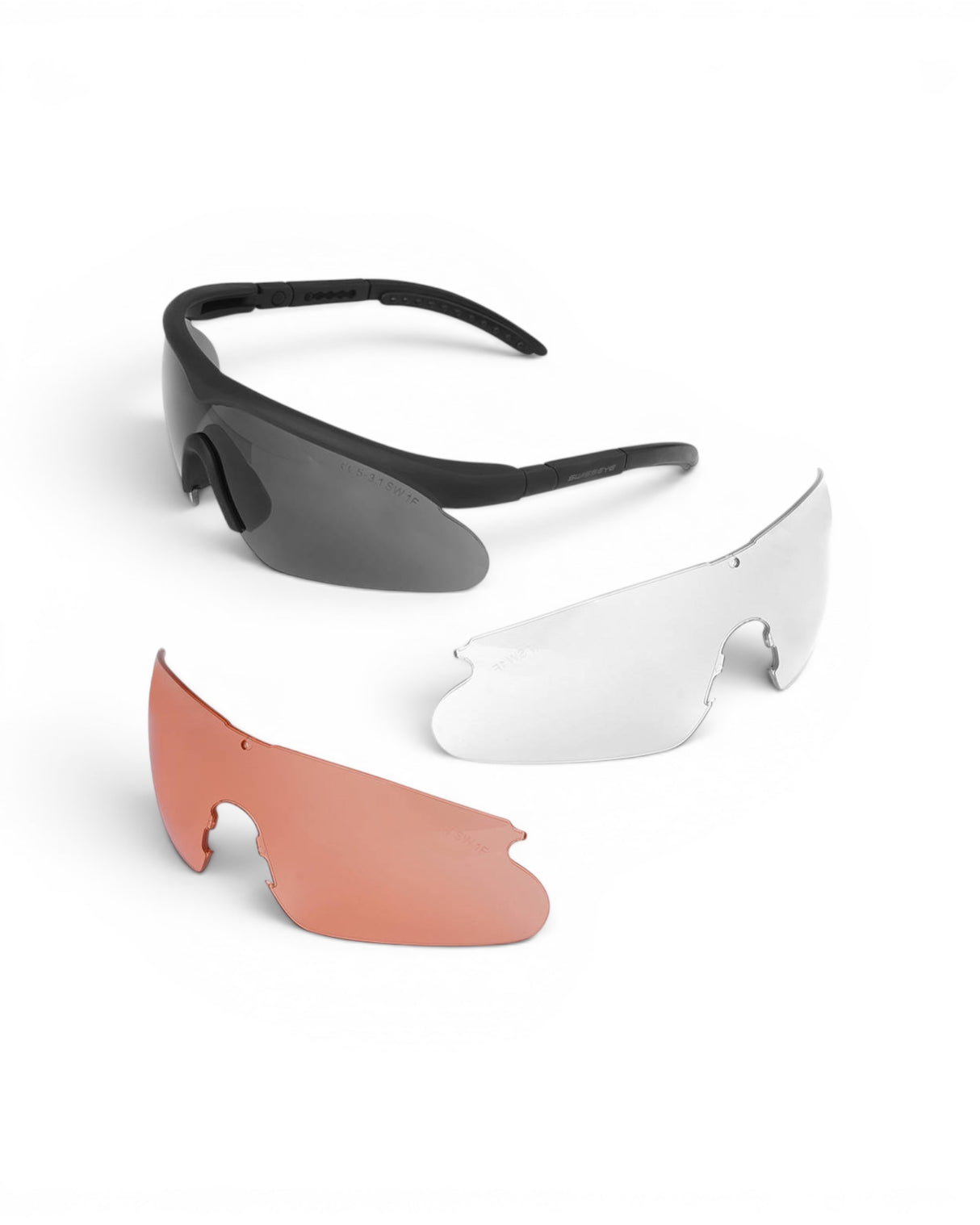 Schutzbrille Swiss Eye Raptor Schiessbrille mit weissen, orangen und schwarzen Glaesern