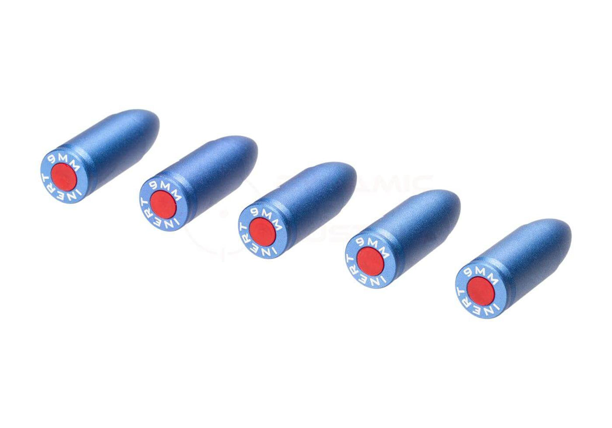 Dry Fire Trainingspatronen von Strike Industries im Kaliber 9mm aus Aluminium in blauer Farbe