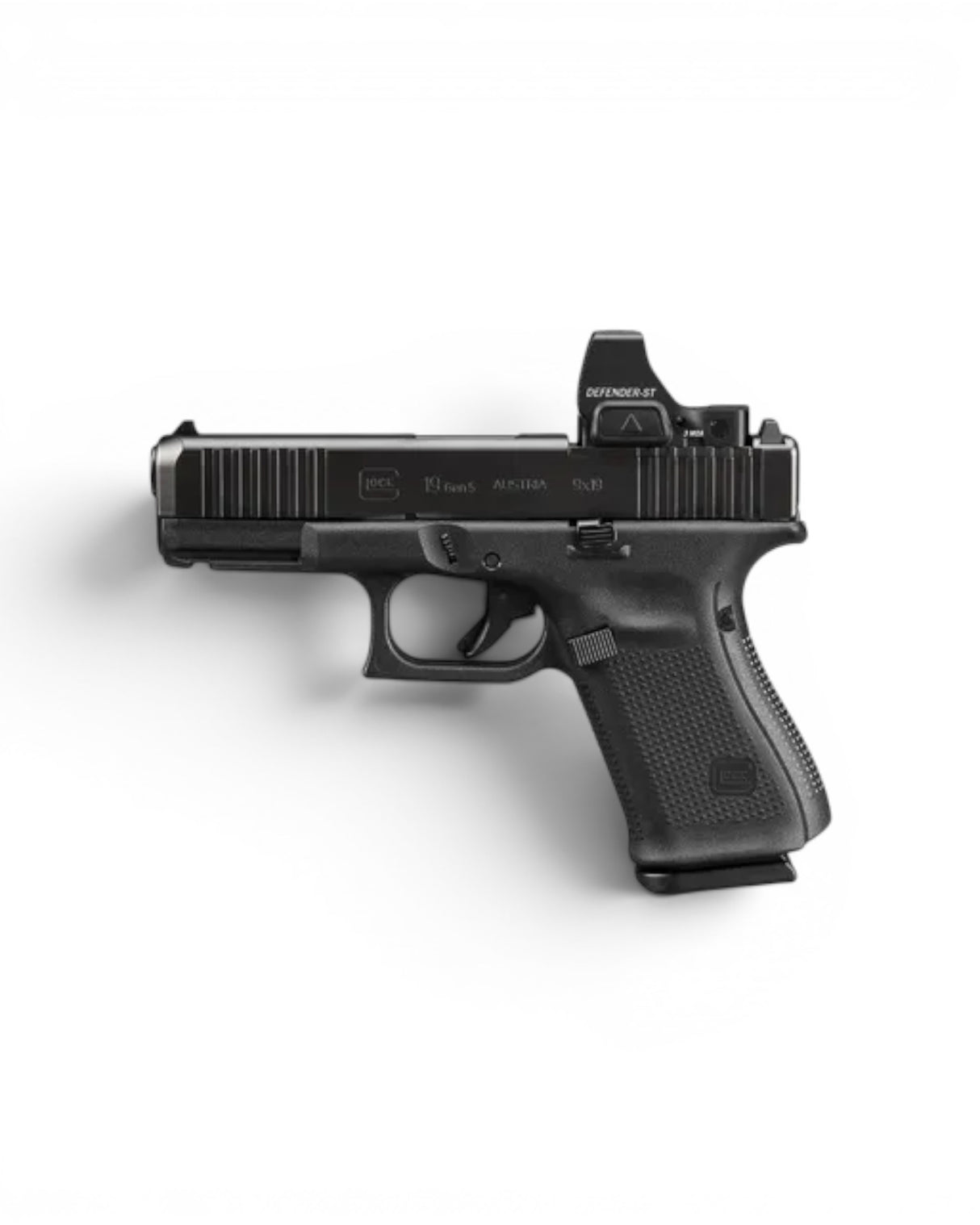 Vortex Defender ST Micro Green Dot Visier offenes Rotpunktvisier mit grünem 3 MOA Punkt montiert auf einer Glock 19 Gen 5 MOS