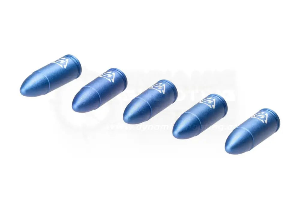 Dry Fire Trainingspatronen von Strike Industries im Kaliber 9mm aus Aluminium in blauer Farbe
