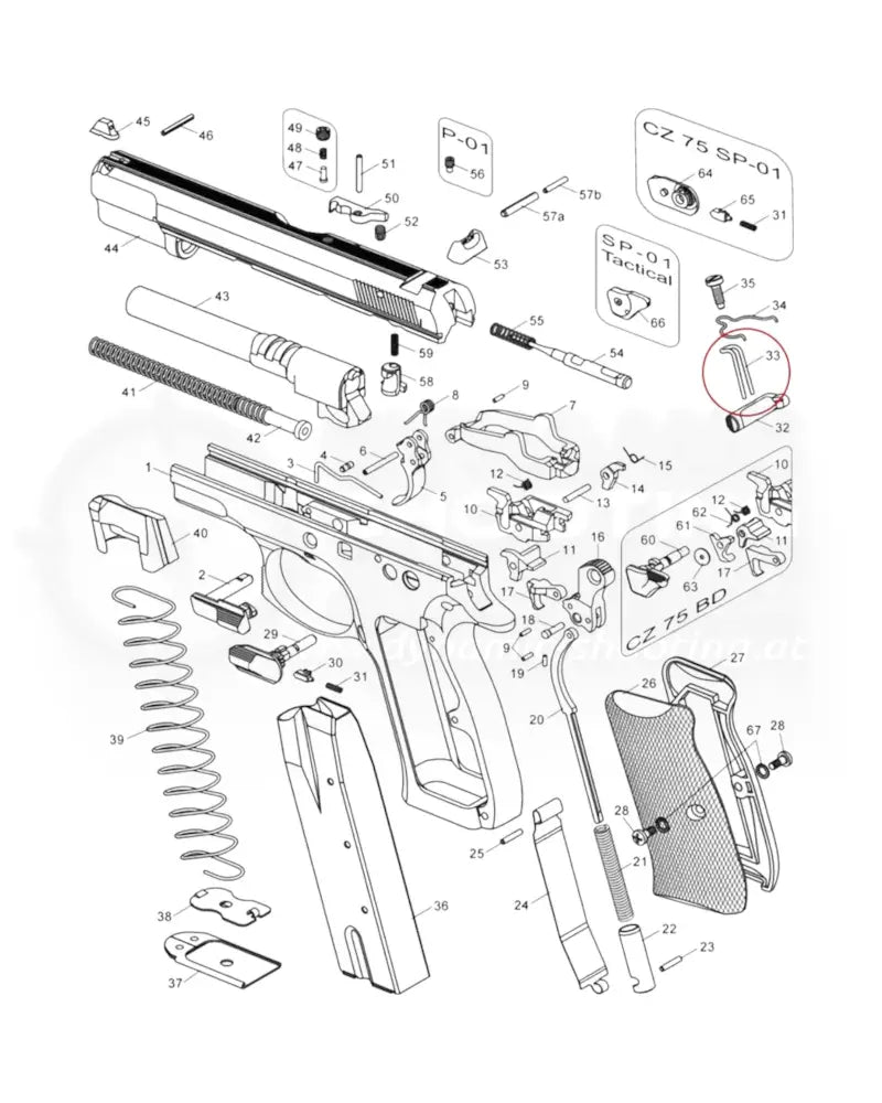 CZ Magazin Auswurf Knopf Feder von Eemann Tech mit eine um zehn Prozent reduzierter Stärke