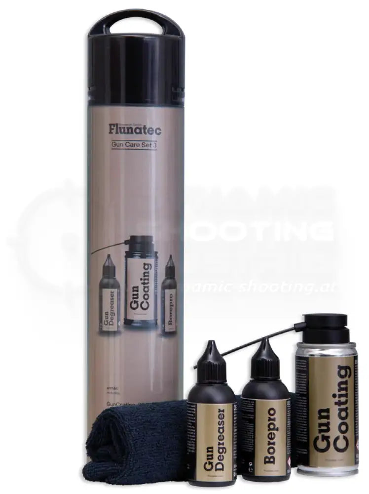 Fluna Tec Waffenreinigungsset mit Öl, Reninigungsmittel und Rienigungstuch + Laufreiniger