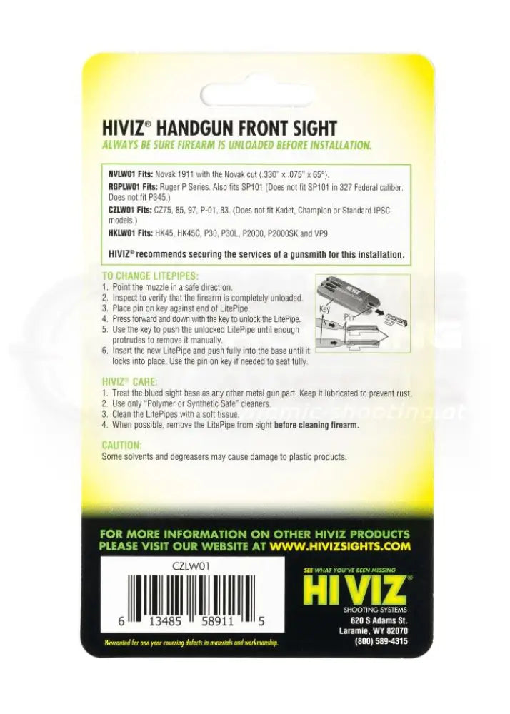 HIVIZ Litewave Fiber Optic Korn für CZ 75 und CZ P01