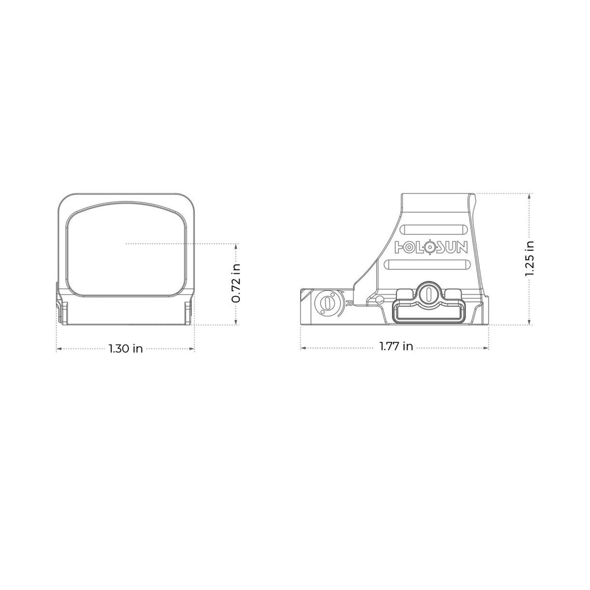 Holosun HS407 COMP Red Dot Sight 6 MOA Maßzeichnung Abmessungen