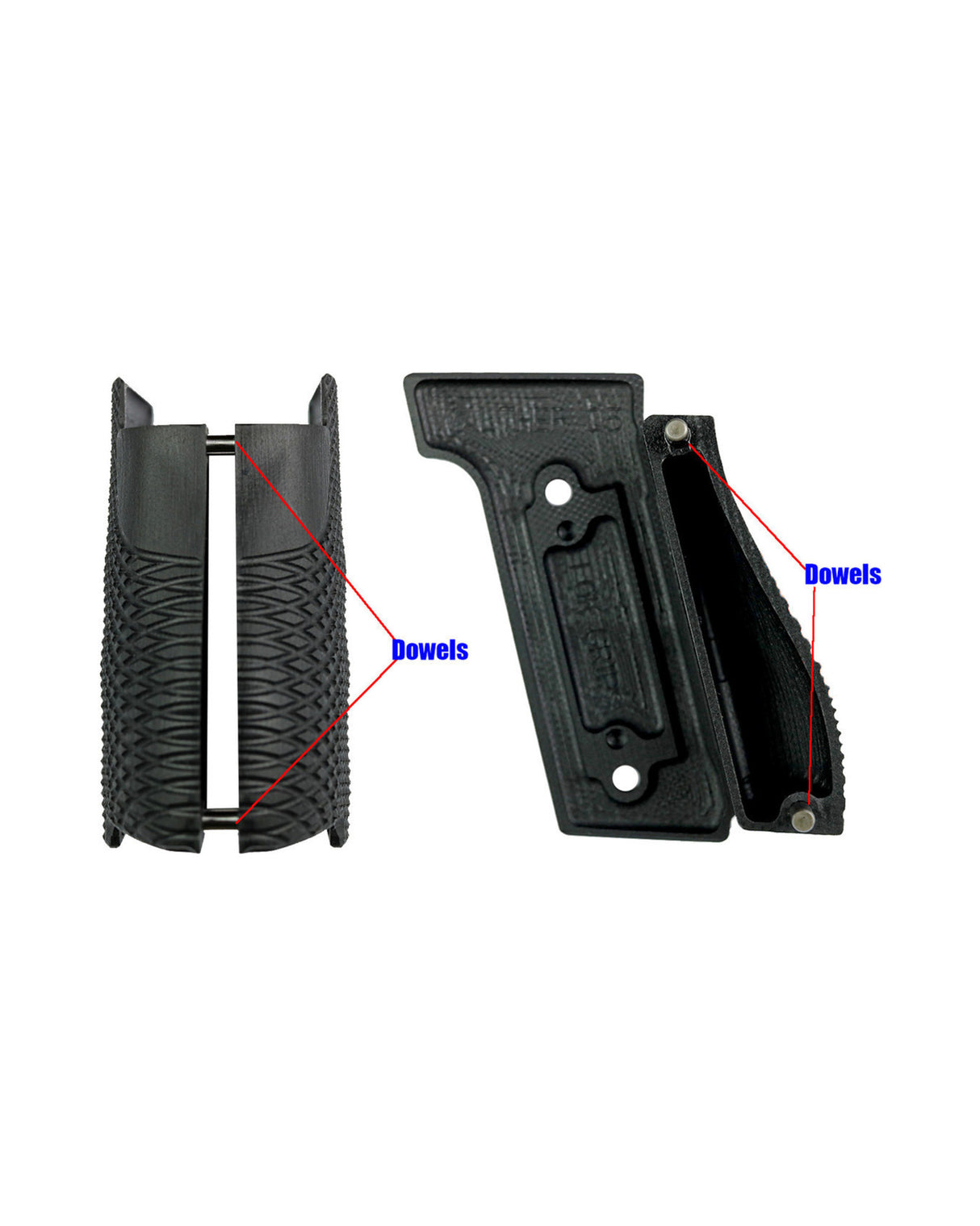 LOK Grips Checkered Griffschalen Walther PDP Steel Frame – Lieferumfang mit Passstiften (Dowels)