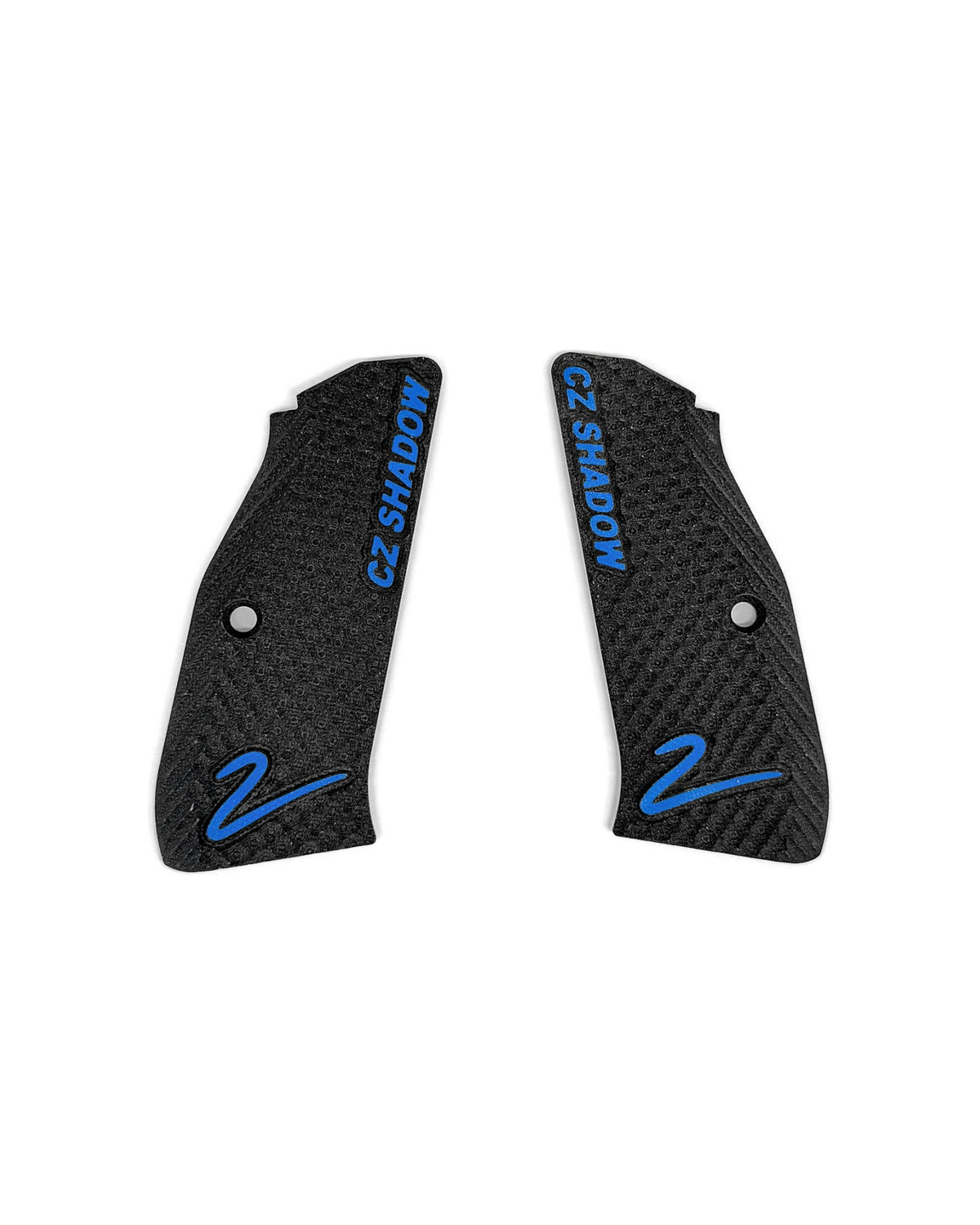 LOK Grips Bogies Griffschalen Thin mit blauem Inlay CZ SHADOW und 2-Logo für CZ Shadow 2 – Einzelstück