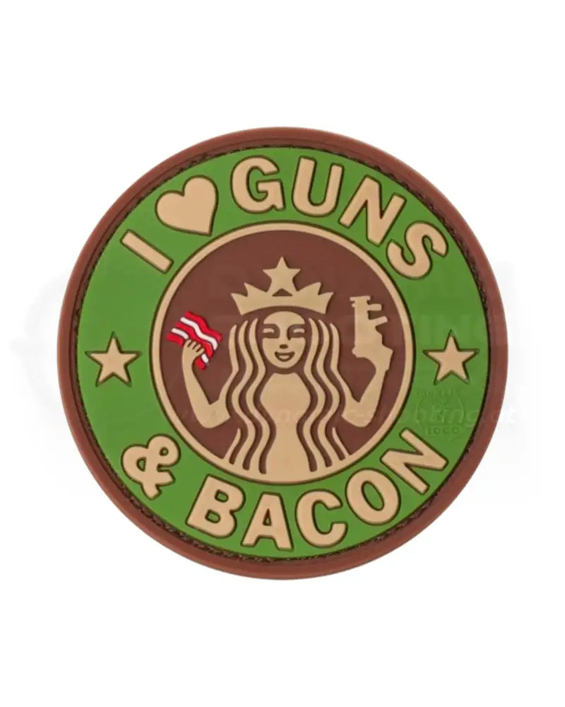 Rubber Patch I Love Guns and Bacon Gummipatch von JTG in Grün
