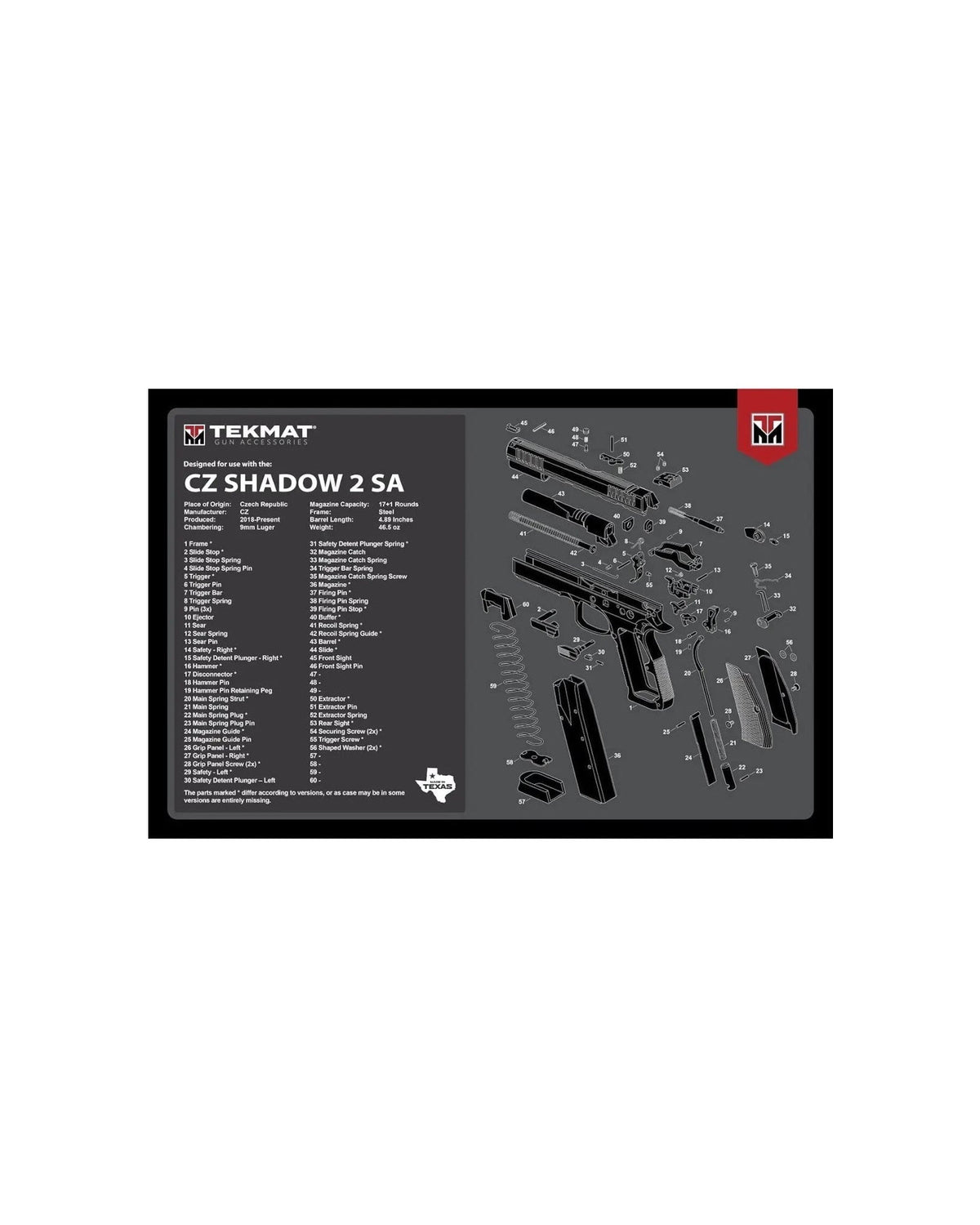 TekMat Reinigungsmatte CZ Shadow 2 SA mit Explosionszeichnung