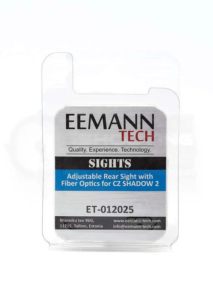 Verstellbare Fiber Optic Kimme mit Fiberglaseinsätzen für die CZ Shadow 2 von Eemann Tech in der Originalverpackung