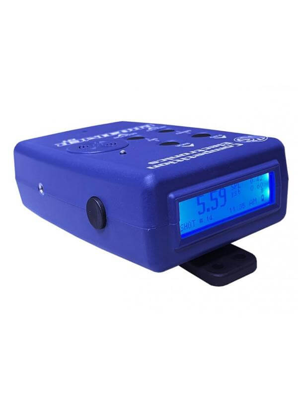 IPSC Shot Timer mit Display oben und Gürtelclip