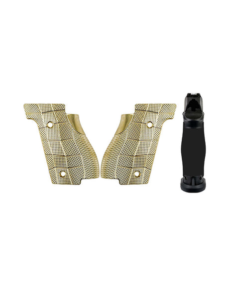 LOK Grips Messing GridLOK Griffschalen Palm Swell Walther PDP Steel Frame Full Size - Raw Brass