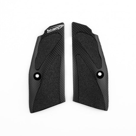 Ergonomische 3D Griffschalen von Toni System, passend für die CZ 75 SP-01, CZ Shadow 2, TS Orange sowie TS2. Ausführung Short - zur Verwendung mit Magazintrichter.