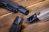 Armanov Kompensator für Pistolen im Kaliber 9mm mit 13.5x1 LH Gewinde oder 1 / 2 x 28 UNEF
