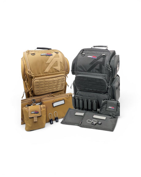 Großer IPSC Rucksack "RangePack Pro Gen-2" von Double Alpha Academy in der Farbe Schwarz oder FDE