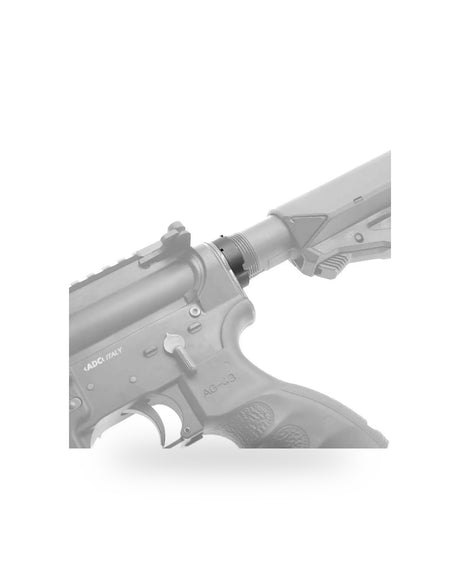 Eemann Tech AR-15 Locking Nut im eingebauten Zustand am Lower Receiver zwischen Buffer Tube und End Plate