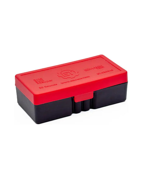 Eemann Tech Munitionsbox für 50 Patronen 9x19mm, geschlossen mit Verriegelung, Detailansicht des Deckels