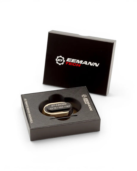 Eemann Tech Ultimate Magazintrichter aus Messing passend für die CZ Tactical Sport, CZ TS 2 inklusive Orange Varianten und für die CZ TS 3 in der edlen Originalverpackung