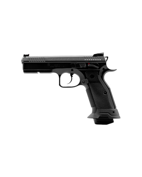 Ultimate Magazintrichter von Eemann Tech für die CZ Shadow 2 Magwell für IPSC Open oder IPSC Optics Division montiert auf einer CZ Shadow 2 mit Ultimate Griffschalen