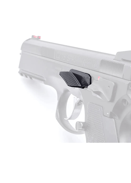Verschlussfanghebel mit Daumenauflage von Eemann Tech in der breiten Ausführung passend für die CZ 75 sowie CZ75 SP-01 Shadow 