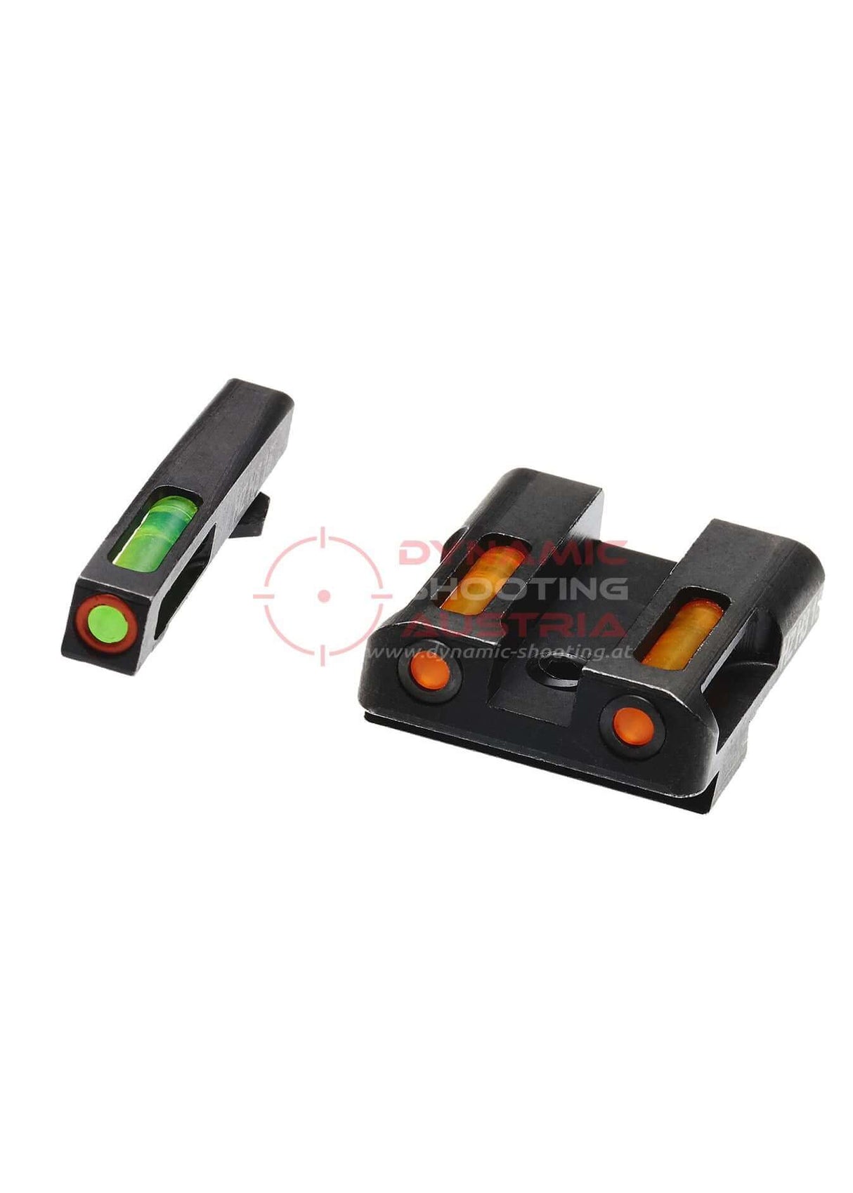 Tritium Visierung Glock von Hiviz mit grünem Korn und oranger Kimme