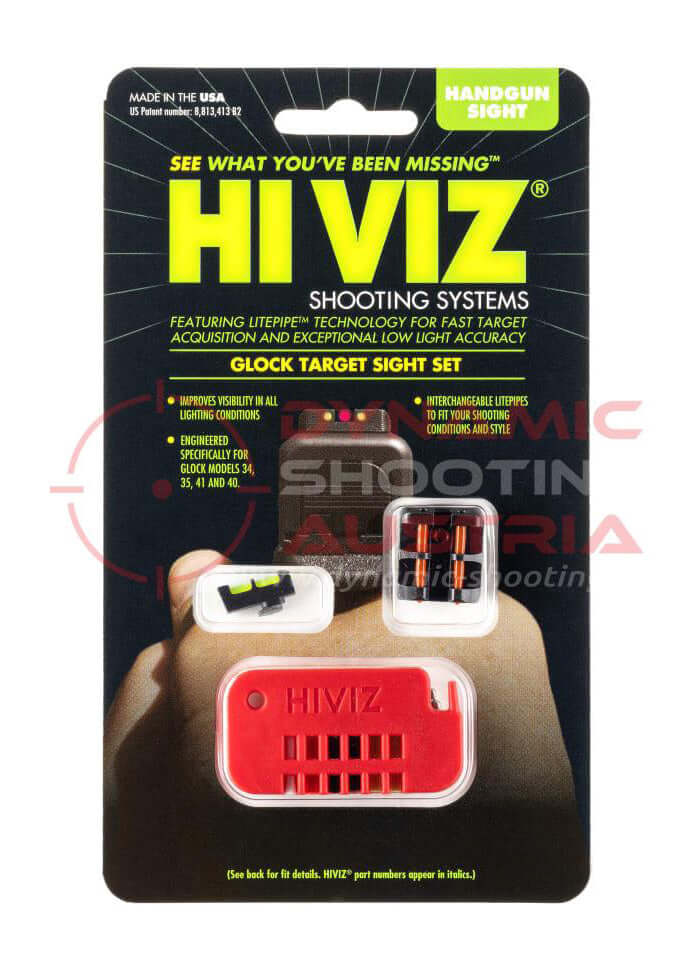 HIVIZ Visier für Glock Pistolen mit Fiber Optic