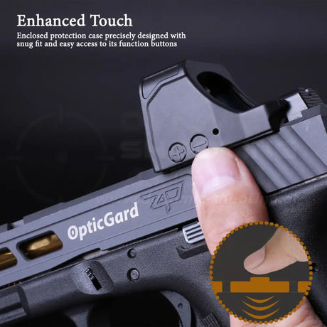 OpticGard Enhanced Touch – Bedientasten des Holosun 507 COMP trotz montiertem Schutzcover zugänglich