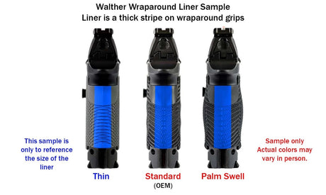 LOK Grips Veloce Griffschalen aus G10 mit rundlicher Palm Swell Kontur für die Walther PDP Steel Frame Vergleich Thin, Standard und Palm Swell