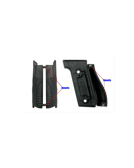 LOK Grips GridLOK Griffschalen für Walther PDP Steel Frame – Innenseite und Seitenansicht mit sichtbaren Passstiften (Dowels) und schlankem Profil