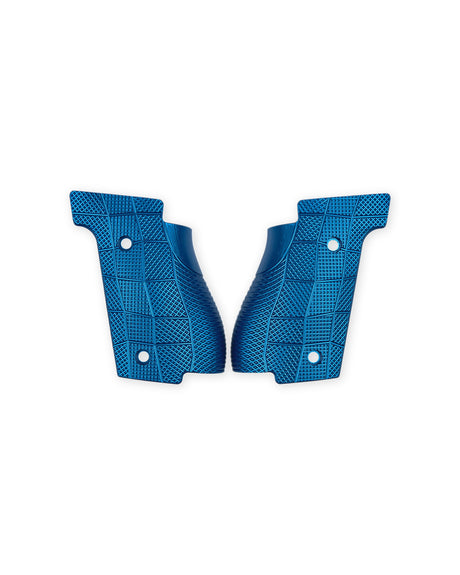LOK Grips GridLOK Palm Swell Griffschalen aus Aluminium für Walther PDP Steel Frame Full Size in Blau – CNC-gefräste Oberfläche mit GridLOK Muster