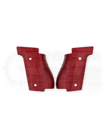 LOK Grips GridLOK Palm Swell Griffschalen aus Aluminium für Walther PDP Steel Frame Full Size in Rot – eloxiertes Aluminium mit Kreuzschraffur