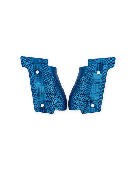 LOK Grips GridLOK Thin Griffschalen aus Aluminium für Walther PDP Steel Frame Full Size in Blau – CNC-gefräste Oberfläche mit GridLOK Muster