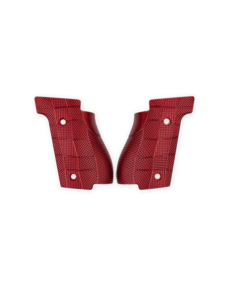 LOK Grips GridLOK Thin Griffschalen aus Aluminium für Walther PDP Steel Frame Full Size in Rot – eloxiertes Aluminium mit Kreuzschraffur