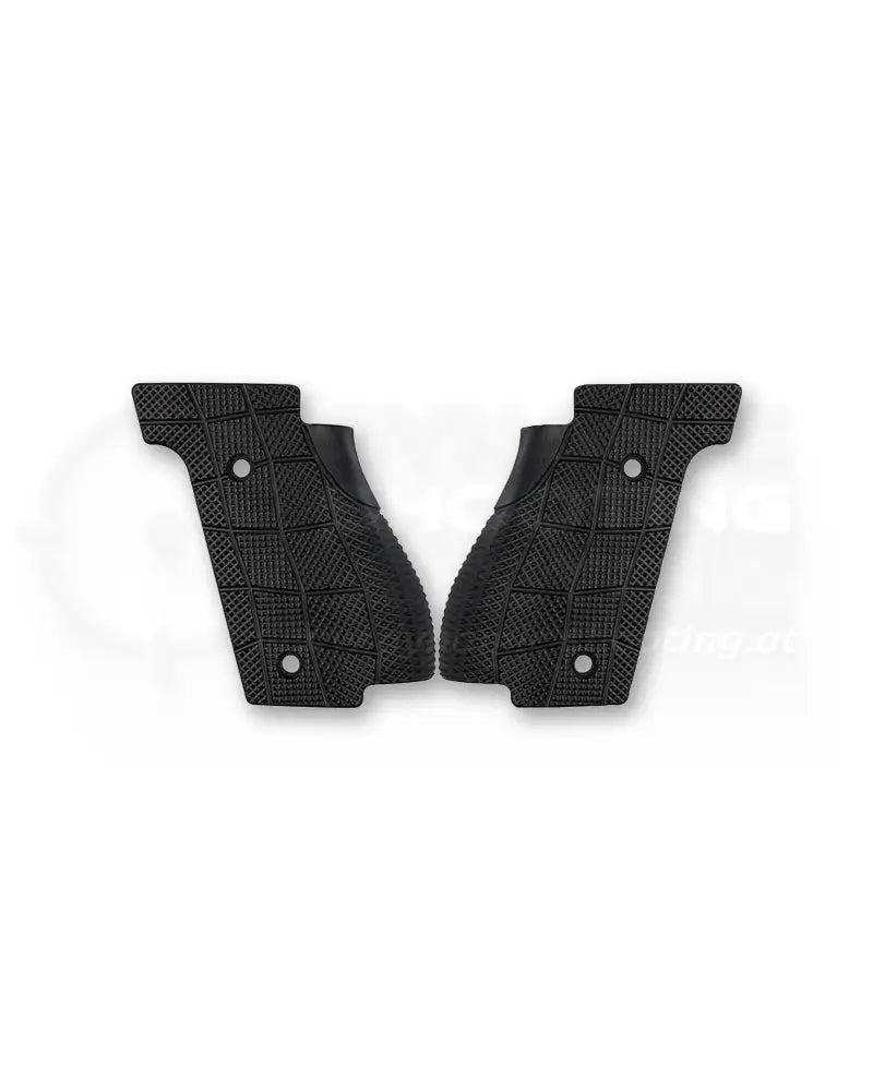 LOK Grips Messing GridLOK Griffschalen für Walther PDP Steel Frame in Black Cerakote — Vorderansicht beider Griffschalen mit schwarzer Cerakote-Beschichtung
