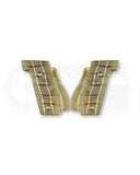LOK Grips Messing GridLOK Griffschalen für Walther PDP Steel Frame in Raw Brass — Vorderansicht beider Griffschalen mit aggressivem GridLOK-Texturprofil