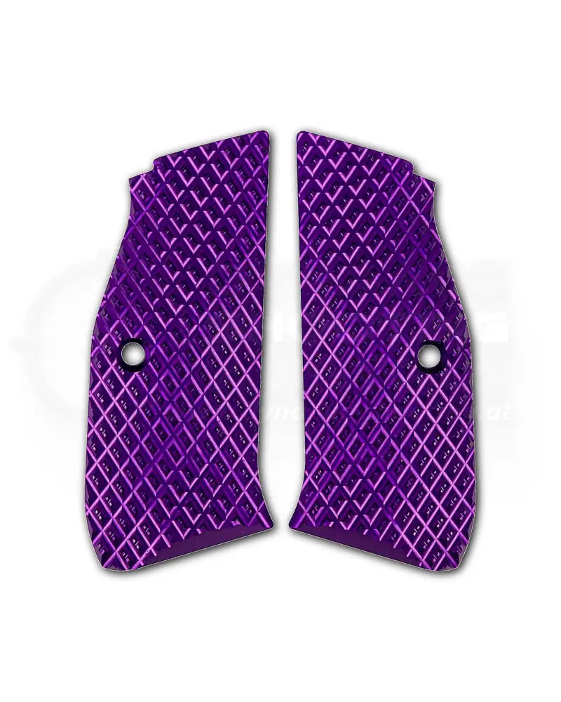 LOK Grips JAWS Palm Swell Griffschalen aus Aluminium für CZ Shadow 2 und SP-01 in Lila – eloxiertes 6061 Aluminium mit Pyramiden-Textur