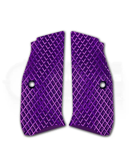 LOK Grips JAWS Palm Swell Griffschalen aus Aluminium für CZ Shadow 2 und SP-01 in Lila – eloxiertes 6061 Aluminium mit Pyramiden-Textur