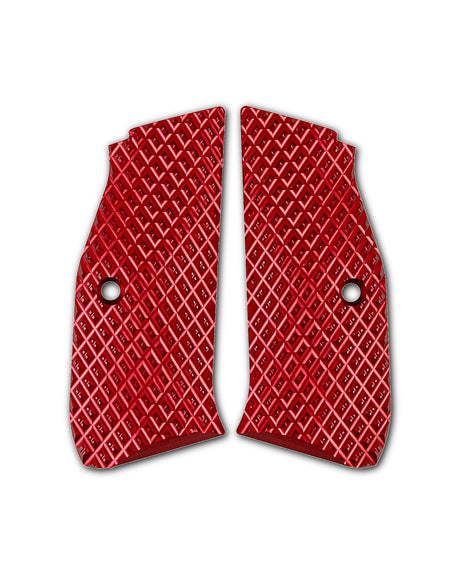 LOK Grips JAWS Palm Swell Griffschalen aus Aluminium für CZ Shadow 2 und SP-01 in Rot – CNC-gefräste JAWS Textur, eloxiert