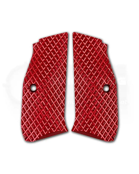 LOK Grips JAWS Palm Swell Griffschalen aus Aluminium für CZ Shadow 2 und SP-01 in Rot – CNC-gefräste JAWS Textur, eloxiert