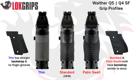 LOK Grips GridLOK Aluminium Griffschalen für Walther PDP Steel Frame in verschiedenen Formen zum Vergleich