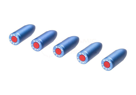 Dry Fire Trainingspatronen von Strike Industries im Kaliber 9mm aus Aluminium in blauer Farbe