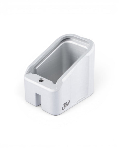 Toni System +4 Magazinboden für Glock Mec Gar Stahl Magazine 141mm IPSC Optics Division in Silber