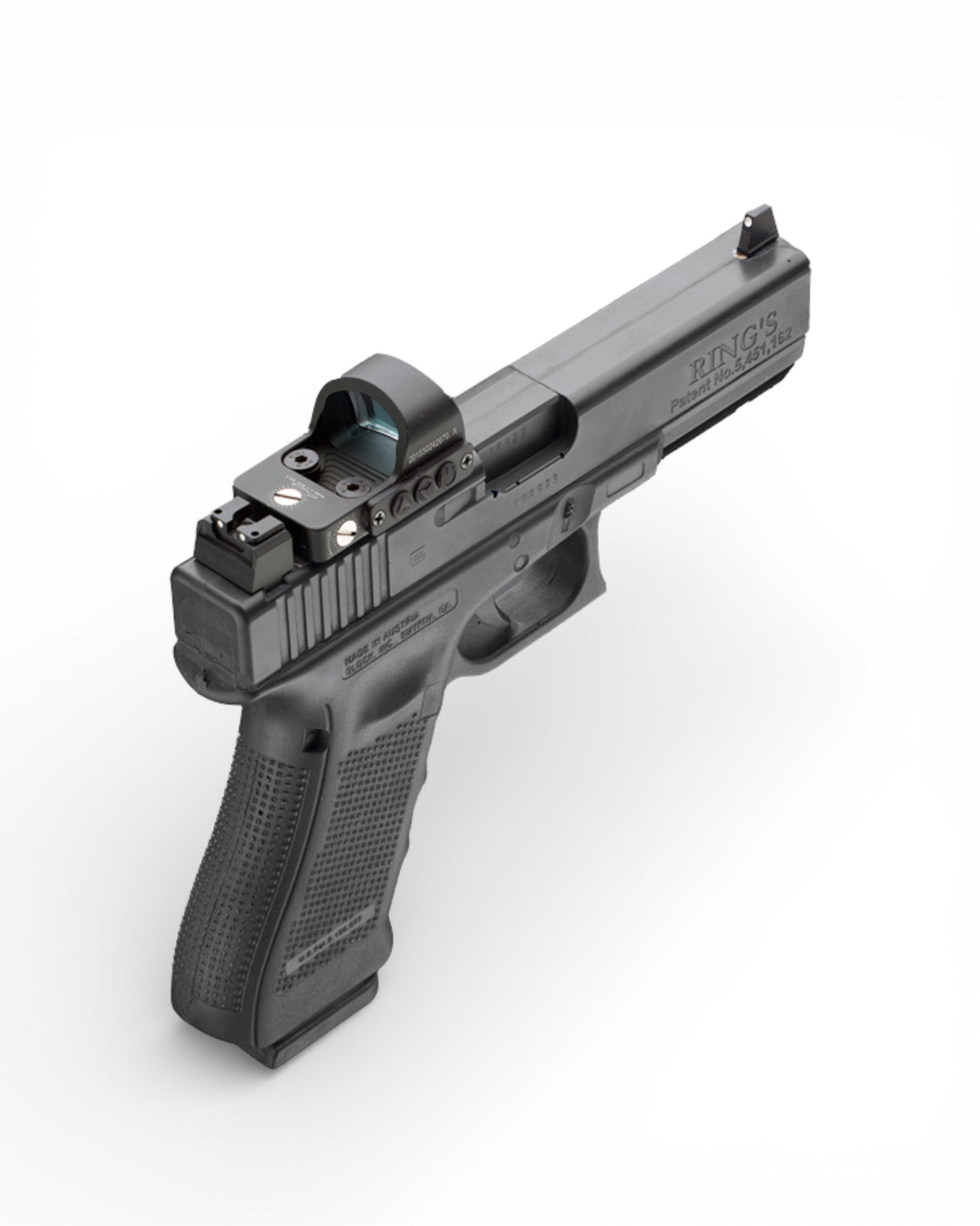 Verstellbare Glock Fiber Optic Visierung bestehend aus Kimme und Korn mit Fiberglas Einsatz für MOS Pistolen zur Verwendung mit Red Dot