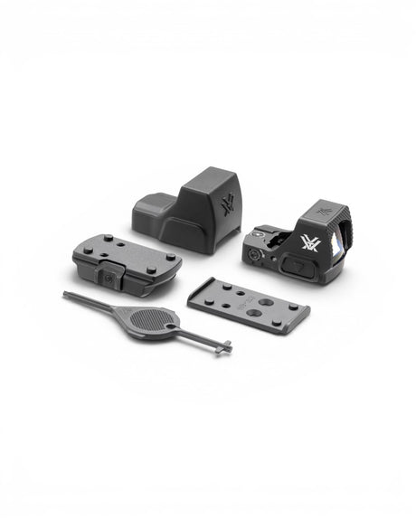 Vortex Defender ST Micro Green Dot Visier offenes Rotpunktvisier mit grünem 3 MOA Punkt mit Zubehör wie Picatinny Schiene Adapterplatte Werkzeug und Schutzhaube