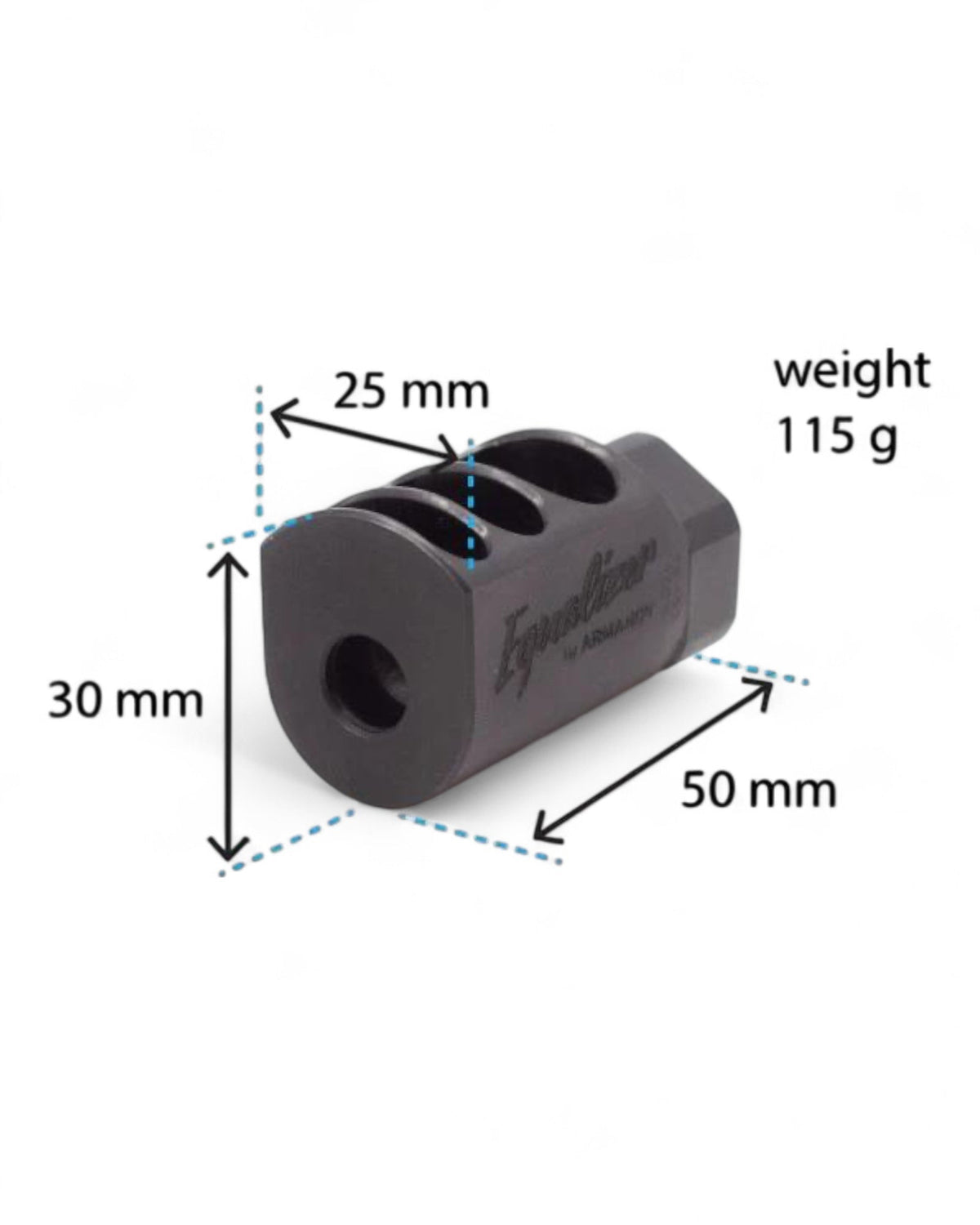 Abmessungen Armanov Equalizer PCC Kompensator: 50 × 30 × 25 mm, 115 g