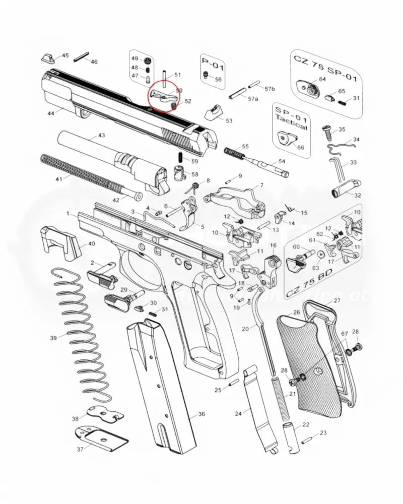 Original CZ Auszieher passend für die CZ 75 SP-01, CZ Shadow 2, CZ 75 Tactical Sport und TS2 auf der Explosionszeichnung