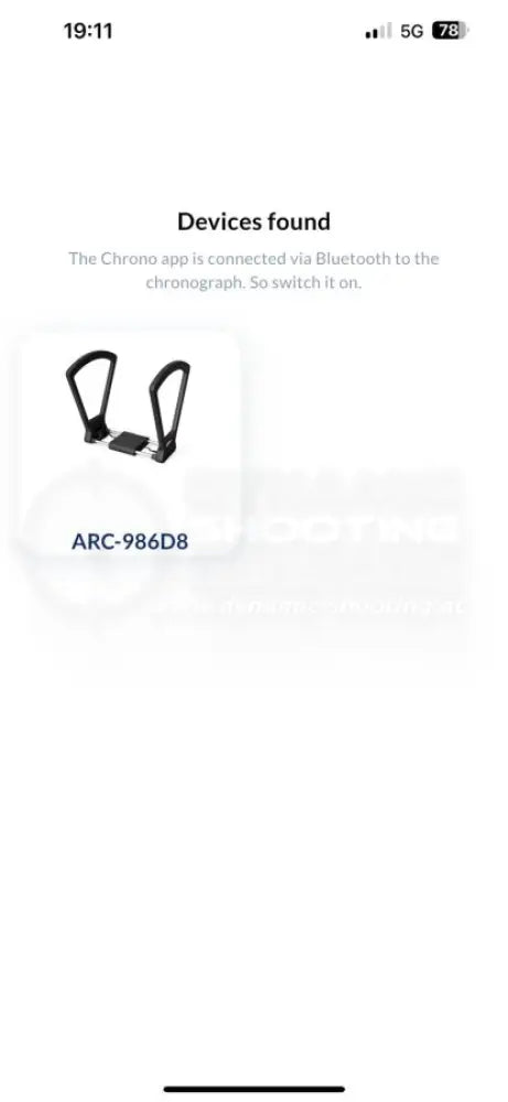 Chronograph zur Messung der Geschossgeschwindigkeit von Double Alpha App mit Resultaten 