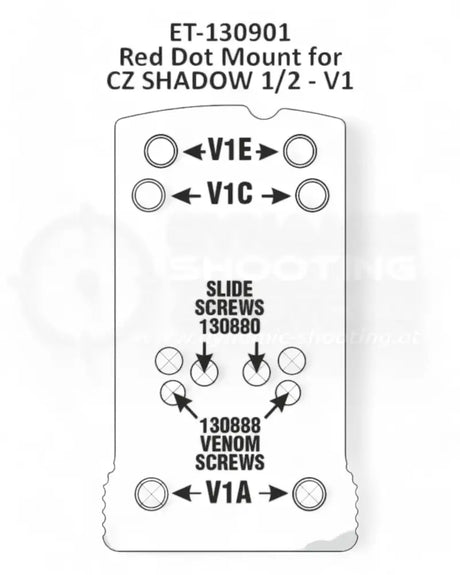 Dovetail Optic Kimmen Adapterplatte zur Montage von Red Dots und Rotpunktvisieren anstelle der Kimme einer CZ Shadow 2 oder CZ 75 SP-01 von Eemann Tech